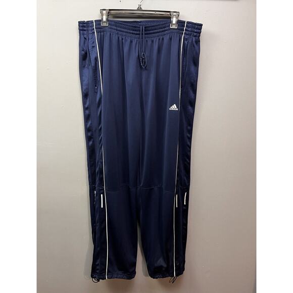 Adidas Tracks Pants Mens XL Straight Leg Lined Blue Elastic Drawstring Waist - Picture 1 of 10